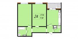 Двухкомнатная квартира - 71,18 м2