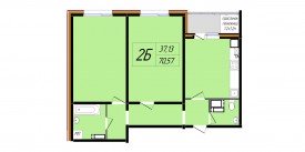 Двухкомнатная квартира - 70,57 м2